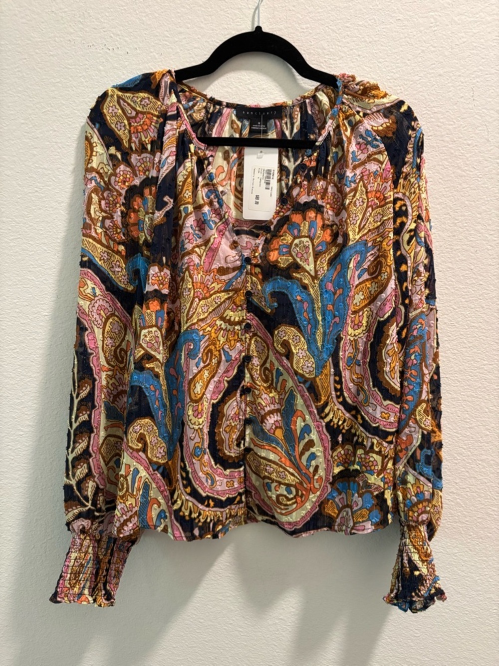 NWT Sancutary Women’s Paisley Peasant Blouse, size M - Picture 2 of 7